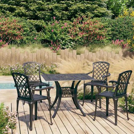 Ensemble Table et Chaises de jardin 5 pcs Ensemble de bistro Aluminium coulé Noir 60202 (1/5)