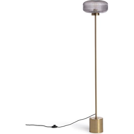 Ledkia – Lampadaire métal et verre Windsor doré – Hauteur 142 cm – Abat-jour design pour ampoule E27 – Éclairage salon moderne (1/5)
