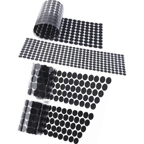 Autocollant Rond,Autocollant Double Face,Scratch Adhésif,Scratch Autocollant,Pastilles Autocollantes,300 Paires 600 Capsules 20mm Cercles avec Crochets et Boucles Auto-adhésifs (Noir) (1/5)