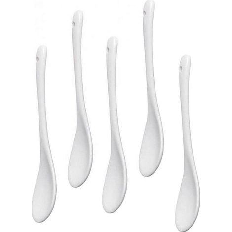 Lot de 5 pièces blanc porcelain œuf cuillères céramique cuillères cuillère à café cuillère à dessert mocha sauce (1/5)
