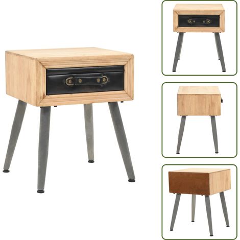 Nachtisch Massivholz Tanne 43x38x50 cm - Nachtisch - Holznachtisch - Tannenholznachttisch - Vintage Nachttisch - Schubladenschreibtisch (1/5)