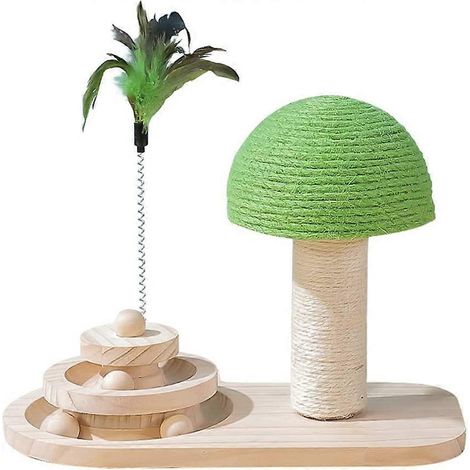 Jouet interactif pour chat en forme de champignon, plateau tournant à trois niveaux (1/5)