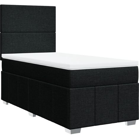 Maison Exclusive - Sommier à lattes de lit avec matelas Noir 90x190 cm Tissu (1/5)