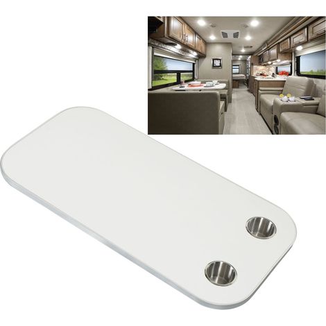 Plateau de table 400800mm pour camping-car, table à manger détachable avec 2 porte-gobelets, convient aux camping-cars, yachts, caravanes, etc. (surdimensionné) (surpoids) Beige. (1/5)