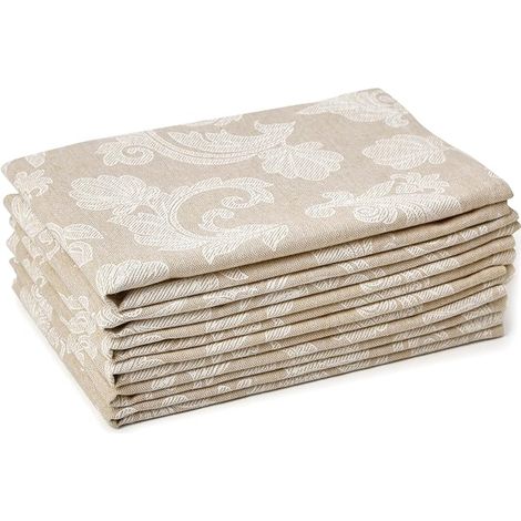 Encasa XO Cotton Jacquard Style Napkins 45 x 45 cm Beige (1/5)