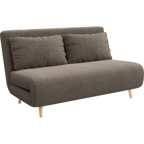 Schlafsofa, Gästebett, 3-fach verstellbare Rückenlehne, Kordoptik, bis 120 kg, 141 x 90 x 81 cm, Dunkelbraun