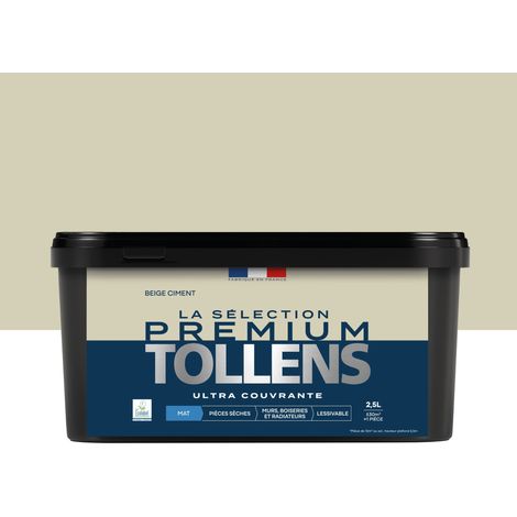 Tollens - Peinture intérieure couleurs - La Sélection Premium Mat - Ultra Couvrante - Beige Ciment 2,5 L - 30m²