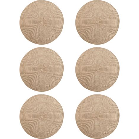 Placemat Rond - Coton Lavable Résistant à la Chaleur - Antidérapant - Pour Restaurant Cuisine Mariage Fête - Diamètre 30 cm - Lot de 6 (1/5)