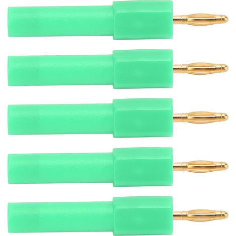 Lot de 5 adaptateurs banane mâle 2mm femelle 4mm vert J.20011 en PA laiton, connexion fiable et conductivité optimale 30Vac-60Vdc 36A (1/5)