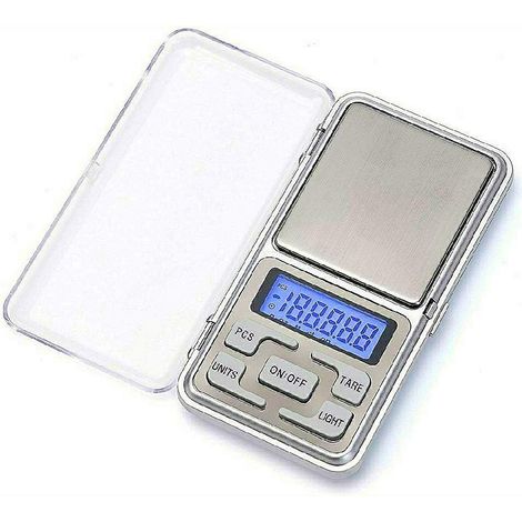 Elektrische Küchenwaage aus Edelstahl mit hintergrundbeleuchtetem LCD-Display, ideal zum Wiegen von Zutaten/Schmuck/Kaffee, kleine Größe 0,01 g-500 g.