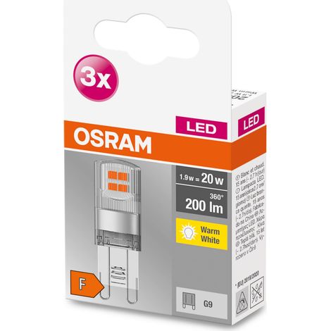 OSRAM G9 Base Pin 12 V/Lampadina LED: G4, 0.90 W, 10 W Equivalenti a, Bianca Calda, 2700 K, 3-Confezione, Chiaro, unità
