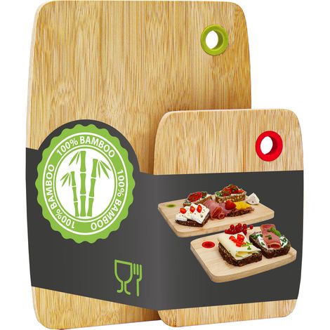 Set de 2 Planche à Découper en Bambou avec Code Couleur- 30x22cm Planche en Bois (1/5)