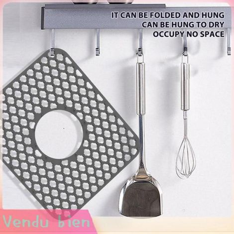 HURRISE Protège-évier en Silicone pour Cuisine Anti-dérapant Résistant à la Chaleur Gris (1/4)