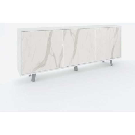 Velbruk Buffet 3-türig modernes Design - Weißer Marmoreffekt