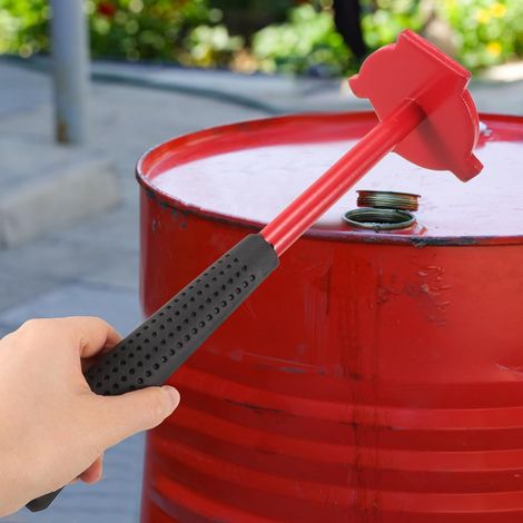 Abridor manual de bidones y barriles de aceite en acero rojo  Acero y goma, agarre cómodo y tamaño compacto, uso industrial o doméstico, herramienta multifuncional (1/5)