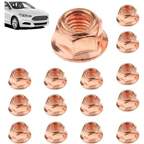 Écrous auto-bloquants M8, Écrous de verrouillage hexagonaux en laiton, Kit d'écrou de collecteur d'échappement (1/5)