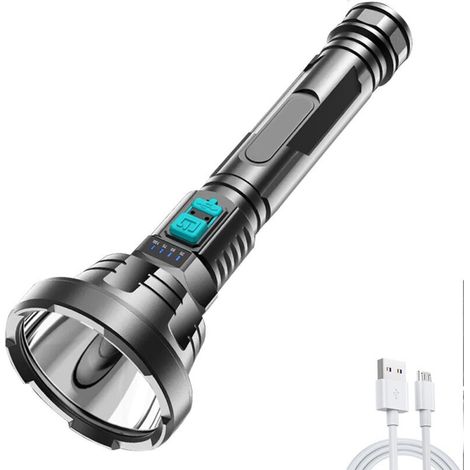 – Lampe torche LED P700 500000LM – Étanche – Portée 1000m – 10W – Modes Haut, Moyen, Bas, Flash – Camping, randonnée, conditions difficiles