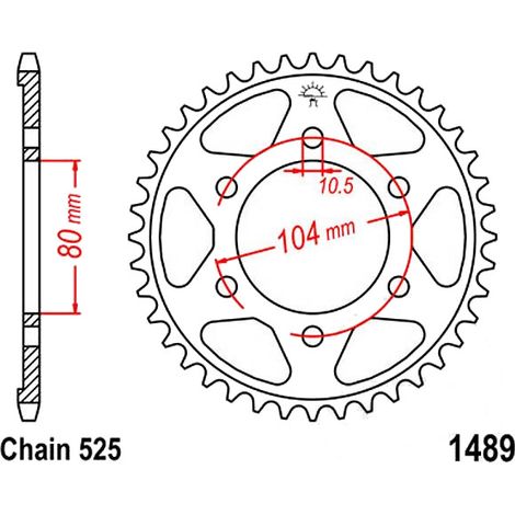 Corona posteriore in acciaio Esjot 50-29018-44, 525/44z per Kawasaki