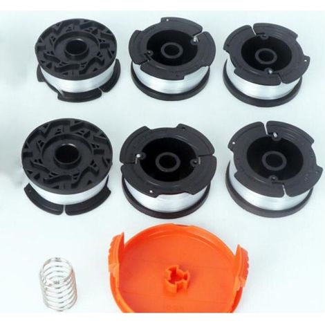 BLACK+DECKER AF-100-3ZP Ersatzspule Nylon-Schneidkopf, Schneidfaden, Schneidschnur (Schneidschnur × 6 + Abdeckung × 1 + Feder × 1) (1/3)