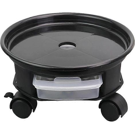 Plateau rond pour pots de fleurs avec fond universel amovible à roulettes et tiroir de rangement - A (1/5)