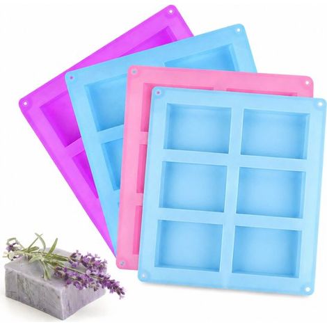 Juego de 4 moldes de silicona para jabón，6 cavidades，Moldes para manualidades para muffins，galletas y proyectos creativos de bricolaje (1/5)