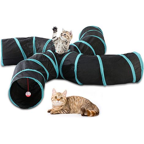 Tunnel pour chat à 4 entrées, tunnel de jeu pliable pour chats, chiens, lapins et autres animaux de compagnie (1/5)