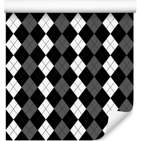 Papel pintado a cuadros blancos y negros, grafito y negro, para salón y dormitorio, 50x1000 cm (1/5)