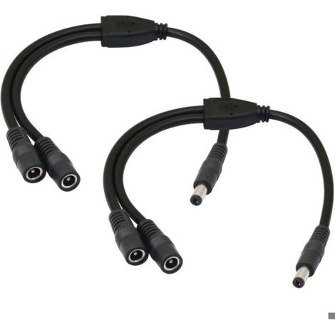 Câble Dc Splitter 1 Mâle À 2 Femelles 5.5/2.1 Mm - 30 Cm - Pour Caméras Cctv Et Bandes Led - 1 Pièce (1/5)