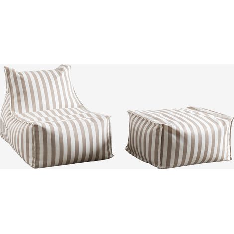 SKLUM Gartenmöbel-Set mit Sessel und Hocker aus Sandelstoff Haselnussbraun                                   (1/5)