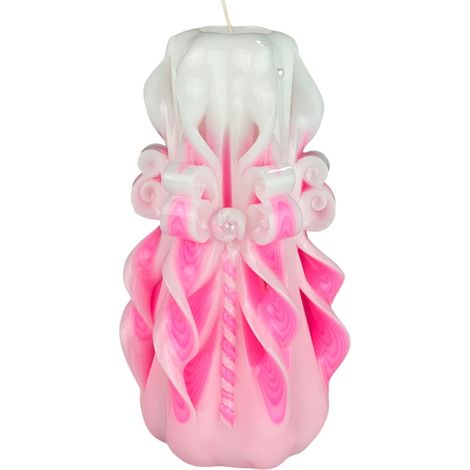 Bougie design faite à la main, décorative et inodore Ø8 x h18 cm, combustion longue de 66h, mèches en coton sans fumée. Parfaite pour la décoration intérieure et comme cadeau polyvalent (1/5)