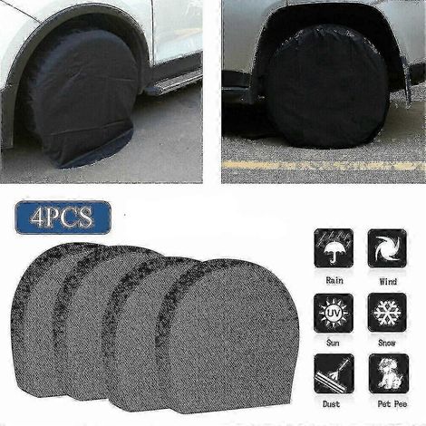 (L) Lot de 4 housses de pneu étanches pour roue de secours de camping-car, remorque ou caravane, protection anticorrosion Fiis (1/4)