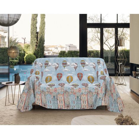 Telo Arredo Made in Italy in Cotone Grandfoulard Copritutto Copridivano Copriletto-Teli Sofà Arredatutto-Drappeggio-Arazzo-Copridivano Grand Foulard Letto Singolo - Volare Arancio (1/4)