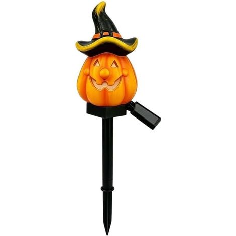Lampe Citrouille LED Résine pour déco Halloween Jardin Lampe Citrouille LED Résine 45cm, Imperméable et Auto-Allumage, Décoration Effrayante pour Jardin et Allée d\'Halloween (1/5)