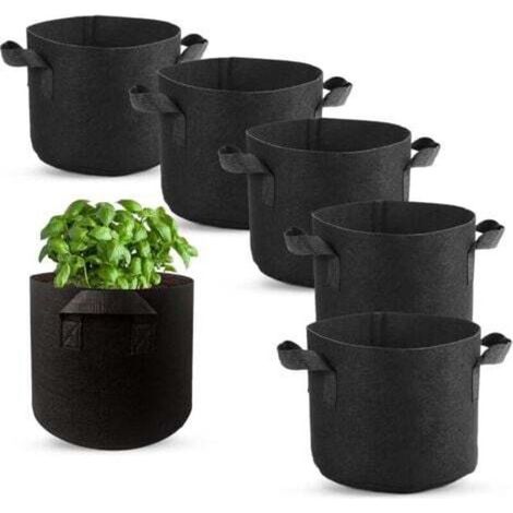 6 Pcs Sac Plantation, Non Tissé Pot en Tissu avec Poignées pour Plantation Pommes de Terre Tomates Fraises Végétale Fleurs et Autres Plantes (2 Gallons) (1/5)