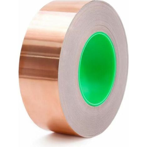 Ruban de Cuivre 30m x 50mm, Premium Feuille de Cuivre Bande, Ruban Adhésif EMC Blindage Ruban Adhésif pour Blindage EMI, Artisanat, Anti-limaces, Reparations Electriques, Circuits Papier (1/5)