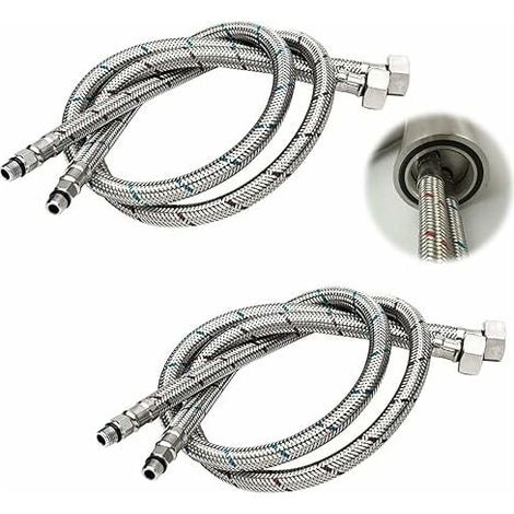 Tuyau de raccordement G 3/8 DN6 60 cm de long pour robinets, tuyau d'eau flexible fileté à compression 2 pièce (1 paire)
