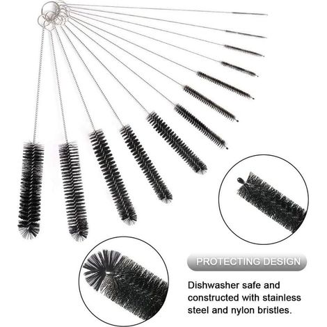 12Pcs Tube Brosse de Nettoyage,Goupillon Nettoyage,Brosse de Nettoyage Tube pour Bouteille en Verre Bébé Biberon Bouilloire Clavier, Tuyau Brosses de Nettoyage,Brosse de Nettoyage Bouteille -Versaille (1/3)