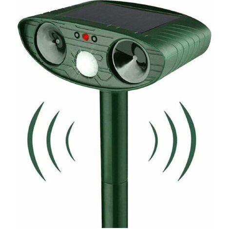 Repelente ultrasónico para gatos, repelente solar para gatos, repelente ultrasónico para roedores con detector de movimiento, repelente impermeable para gatos, perros, ratones, mapaches y otros animal (1/5)