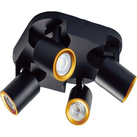 Plafoniera 4 diffusori orientabile da soffitto parete lampada tonda attacco GU10 per bagno soggiorno bianco o nero (1/5)