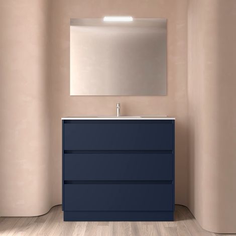 Badezimmermöbel NOJA 1000 3 Schubladen BLUE SATIN + Waschtisch