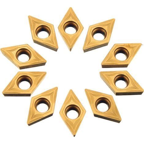 10 Pcs CNC Inserts en Carbure, Forme Losange Plaquettes en Cutter Tour, Lame en Carbure Indexable Pour Tour Outil de Tournage (1/3)