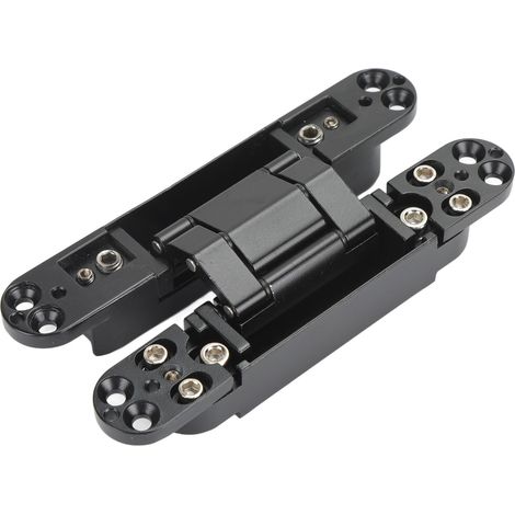 Charnières de porte réglables à angle d'ouverture de 180 degrés, charnière pliante 3D avec vis à clé hexagonale pour porte en bois, 40 kg, noir (1/5)