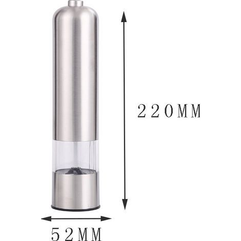 Moulin à Poivre Électriques, Moulin à Sel en Acier Inoxydable, Broyeur à Épices Automatique, Moulins Electrique Inox Brossé Réglable Rugosités avec LED (1/5)
