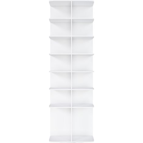 Étagère à chaussures rotative 7 niveaux blanche en PVC, 360°, sur pied (1/5)