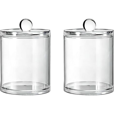 Lot de 2 Boîtes de rangement, Couvercle hermétique, Acrylique transparent, Pour salle de bain (1/5)