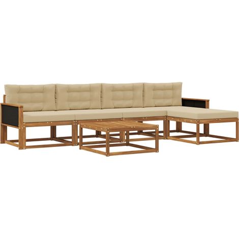 Outdoor Sofa Set with Cushion 6 pcs Natural and Beige vidaXL (1/5)