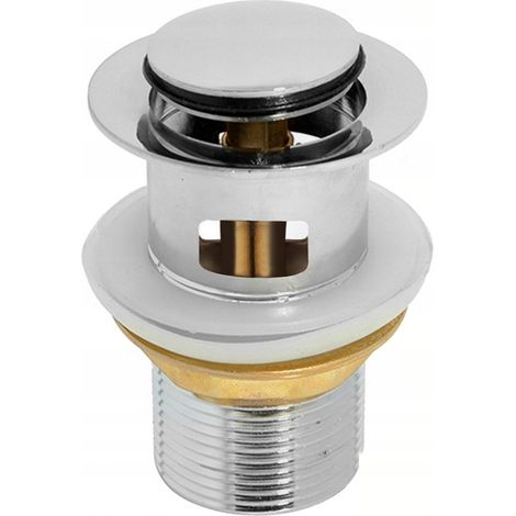 Tapón automático de lavabo con rebosadero, de tipo clic-clac, color plata, para lavabos. (1/5)