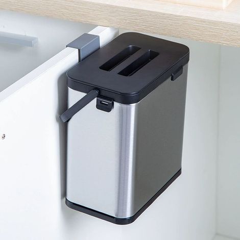 Poub de cuisine, poub, murale pour porte de placard, poub suspendue en acier inoxydable anti-empreintes digitales (3L),2120.513cm (1/5)