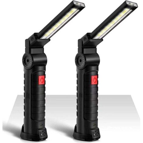 Set aus 2 ultrahellen COB-LED-Arbeitsleuchten, USB-aufladbar, tragbar, mit Magnetfuß, 5 Beleuchtungsmodi, für Garage und Werkstatt. (1/4)
