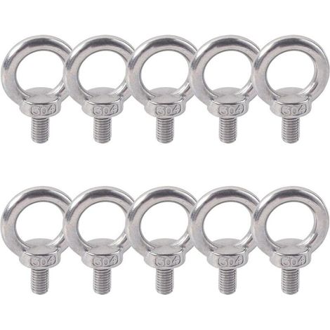 Boulon à œillet de levage en acier inoxydable 304, connecteur mâle, M5 x 10, vis, boulon de levage pour arbres de machines, boulons de levage pour charges marines, lot de 10 (1/5)